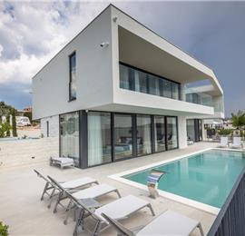 3 x 5 bedroom seafront villa with heated infinity pool near Rogoznica, sleeps 10
